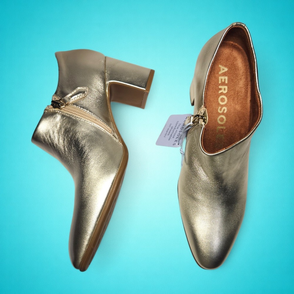 New Women's Aerosoles Gold Metal Leather Melina Shoes, Size 9. Retail for $145 - Picture 9 of 9